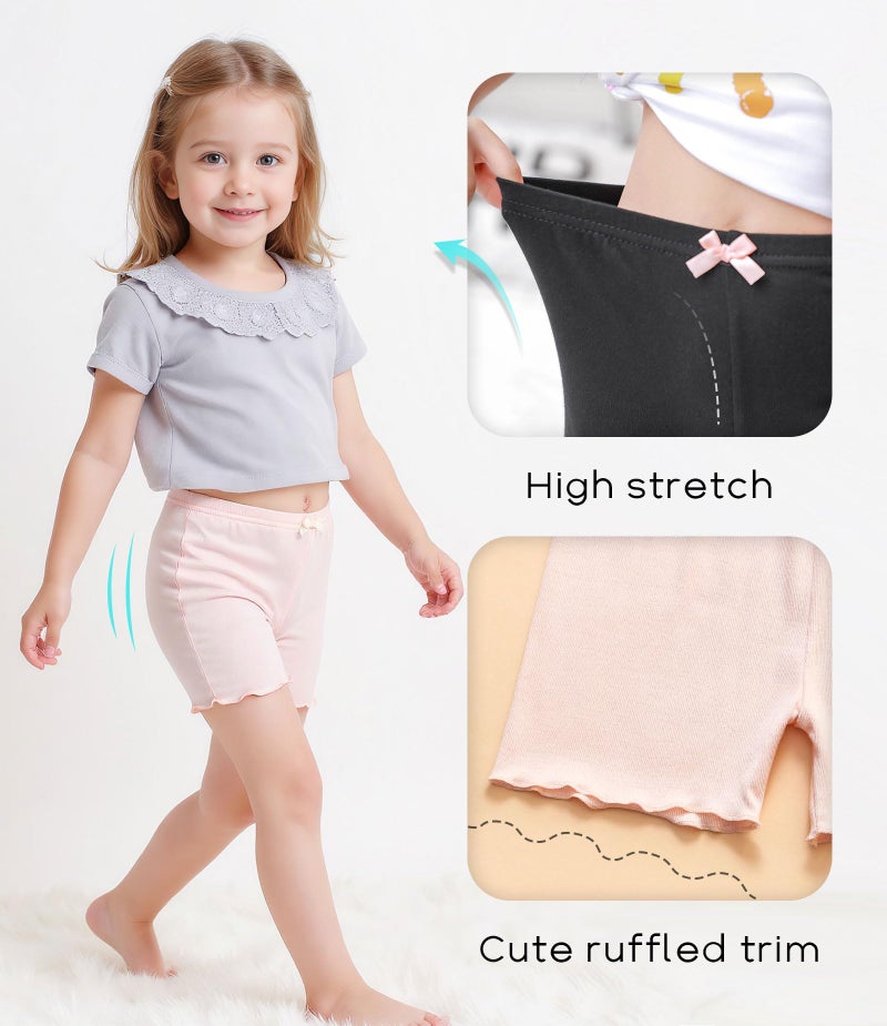 CHUNG Toddler Little Big Girls Dance Bike Play Shorts Under Dress Skirt School Uniform Underpants 4 Pack, 4Color,5-7Y,140 Multicolor - Image 2